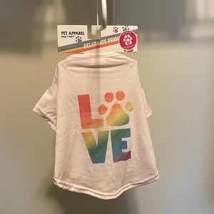 Brand new Pet Apparel. LIGHT PINK. LOVE w/ puppy print for “O”